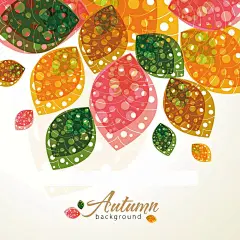 圆形镂空叶子卡片背景autumn|EPS矢量文件|橙色|底纹|粉色|贺卡|花纹|卡片|卡片背景|绿色|绿叶|矢量素材|叶子|装饰纹|棕色