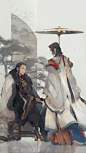黑色束发长发/古装男（图源堆糖侵删）