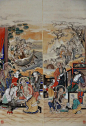  第三十九幅　堂伽藍  。 
  第三十九幅、第四十幅では寺院を建設する羅漢たちの様子が描かれる。 
