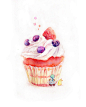 纸杯蛋糕-小可鲁贝洛斯_插画,水彩,美食,甜点,童话,手绘_涂鸦王国插画