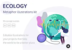 Ecology vector illustration kit⎪18幅生态环境插画