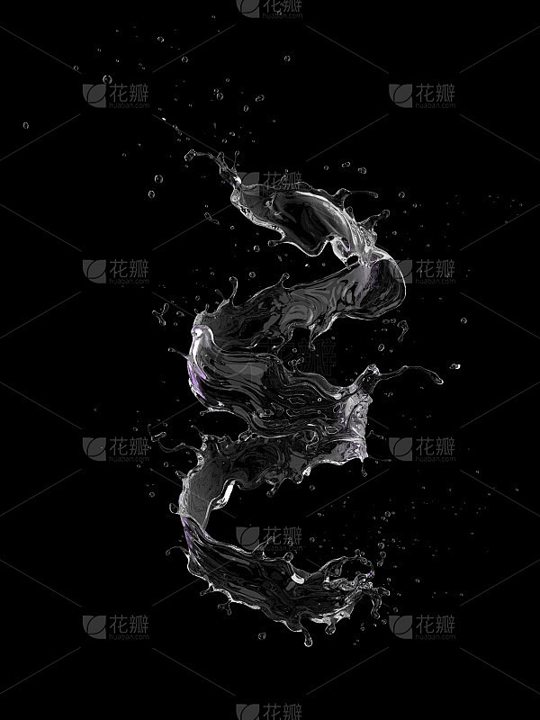 淡水螺旋形状黑色背景3d渲染