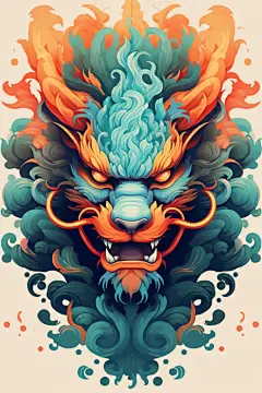 龙年鸿运当头龙头中国龙插画元素