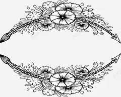 手绘牵牛花标题框 页面网页 平面电商 创意素材