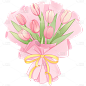 植物通用插画郁金香花束花朵元素素材