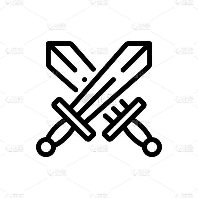 战斗之剑图标矢量大纲插图素材-花瓣网