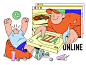 Ура! Ко мне приехала еда 2020 pizza ukraine web website procreate abstract delivery office work online food character design illustration