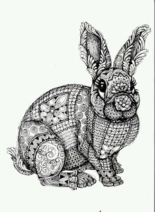 兔子，线描画