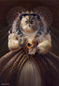 Christina Hess 历史中的猫咪 超现实主义 现代艺术 手绘 宠物 传统插画 