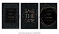 Luxury wedding invitation cards with black gold marble texture and gold geometric pattern vector design template.Trendy wedding invitation.All elements are isolated and editable.