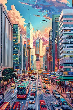 城市风景插画：港式记忆 City Walk｜MJ - 小红书