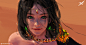 General 2050x1063 women fantasy girl fantasy art WLOP green eyes looking at viewer brunette digital art artwork earring