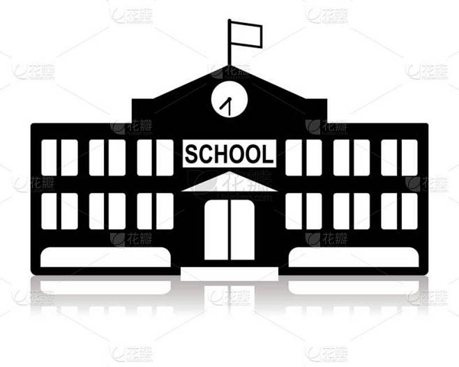 学校建筑图标矢量插图