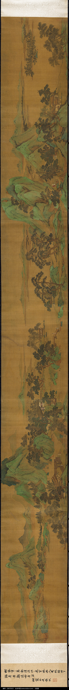 古画、古画人物、素材-花瓣网|陪你做生活的设计师 | 宋代刘松年青绿山水图长卷图片