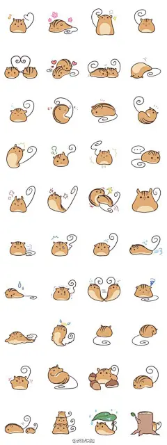 【手绘手帐绘画素材】#资源分享# #手帐# #简笔画# 可以照着画的LINE贴纸表情[xkl转圈]