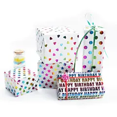 现货七彩烫金包装纸精美礼品包装纸高档鲜花包装纸图书包装纸定制