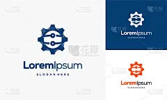 齿轮科技标志设计概念矢量，技术齿轮标志机械符号