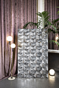 Paillettes from the Cinetica wall covering collection by Studio Lido for Marinoni Peltro. A collection made of pewter with an exquisitely ornamental look that, as Gio Ponti used to say, “keeps on moving with lights and shades”.  Photo © Marinoni Peltro, l