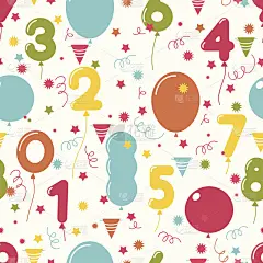 生日派对气球的无缝图案