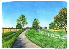 【新作品】#米蒂风景水彩# 一幅美丽的风景画送给大家，微风吹拂，享受这纯粹的美！把眼中的世界用画笔映射在画纸上，其实不就是把心中的梦与生活映射在画纸上吗！静下心来，把烦躁的工作生活抛开脑后，用画笔享受片刻宁静的时光吧！“无论身在何方，陷于何种境地，都要试着去做环境的主人，向下生根，向上开花。#插画##水彩##手绘#