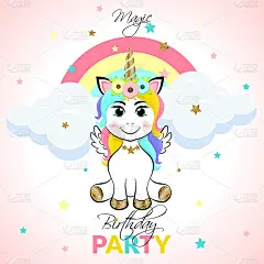可爱的魔法独角兽和彩虹。