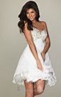 Dazzling Circle Beaded Top Short Strapless White Homecoming Dress