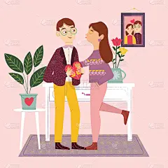 快乐的情人节插图矢量插图