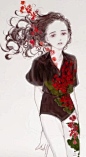 女孩与花韩国插画师 
선주（seonju_0） ​​​​