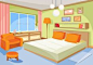 Vector Cartoon Illustration Interior Orange-blue