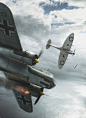 Battle of Britain Combat Archives - August 19th, Piotr Forkasiewicz : Commisioned illustration for Battle of Britain Combat Archive Vol. 6 by Simon W. Parry. Dornier model by Dariusz Markiw, Spitfire by Marek Ryś.  Scene, textures and illustration by Piot