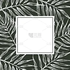 以棕榈叶为框架。手绘插图。