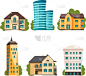 房屋,城市,扁平化设计,极简构图,公寓,房屋建设,建筑外部,外立面,概念,城镇