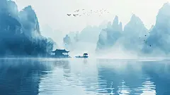 烟雨江南 背景 湖景 壁纸 (2)