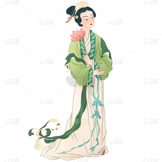 高质量插画-国潮细线白描