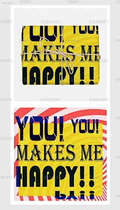 红黄蓝海报风格字体图形装饰插画