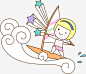 航海女孩_新图网 https://ixintu.com 矢量 卡通 线条 手绘 插画 AI 帆船 女孩 海浪 航海 星星 立体星星