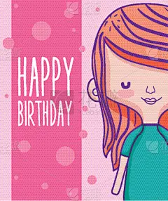 幸福,生日卡,生日,可爱的,明信片,请柬,人,图像,庆祝,装饰