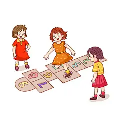 彩色卡通手绘简笔画61儿童节小孩跳房子素材原创插画海报