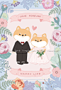 @-小颖Ying- × Marmara明信片，柴犬的婚礼邀请
桔小柴
