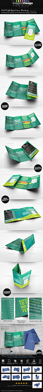 Roll Fold Brochure Mockup 四折页国外虚拟场景模型模板源文件-淘宝网