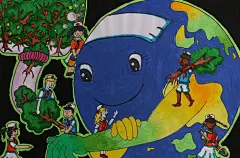 《植树造林》  中国儿童环保教育计划暨中国儿童环保绘画大赛获奖作品  唐诗琪(北京)  11岁