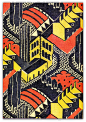 1930 block-printed linen furnishing fabric, 'Welwyn Garden City', designed by Doris Gregg for Footprints Ltd.