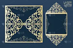 菜单,请柬,贺卡,婚礼,模板,大门,纸,折叠的,激光,矢量