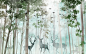 森林麋鹿北欧电视沙发背景墙贴图下载【ID:493437222】_【知末网贴图库】