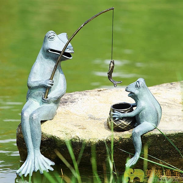 园林「惬意的青蛙」  青蛙父子钓鱼