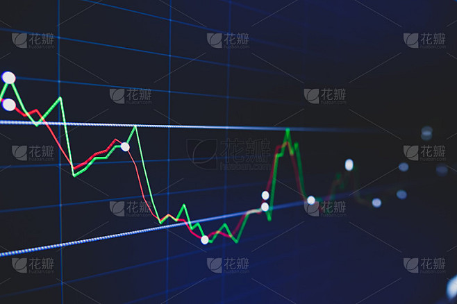 股票交易市场图形在LED屏幕上为企业概念。