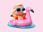 Palm Springs vibes  cinema4d mascot sunglasses holidays sun hero octane c4d render character illustration 3d