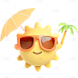 夏天夏日3D卡通感防晒墨镜太阳镜遮阳黄色太阳冰淇淋微笑