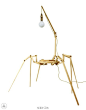 有些人对蜘蛛情有独钟，巴西设计师Bruno Freire根据这种动物的形态，用木材制作了蜘蛛拟态灯具，八只脚加上灯泡头，挂在天花板上时很逼真。