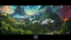 视频游戏高山云雾山水东方樱花树森林神社巫女景区博丽灵梦牌坊村庄skyscapes博丽神社Gensokyo - 壁纸（#1770626）/ Wallbase.cc